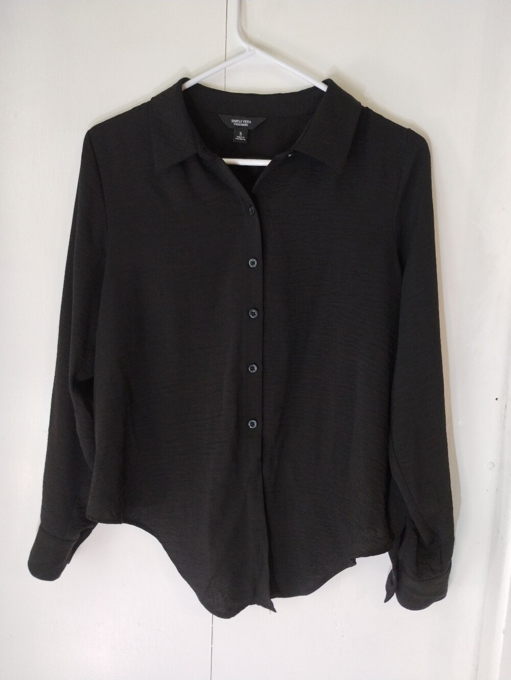 Women's Black Tie-Front Button Shirt - Unknown Brand